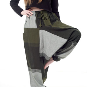 Geometryczne szarawary patchwork