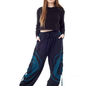 Spodnie bojówki - niebieski Kwiat Życia