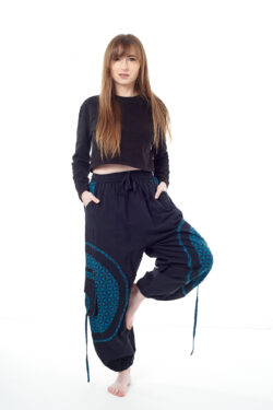 Spodnie bojówki - niebieski Kwiat Życia