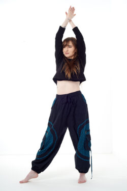 Spodnie bojówki - niebieski Kwiat Życia