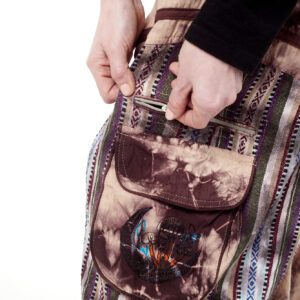 Baggy spodnie z haftem w grzybki