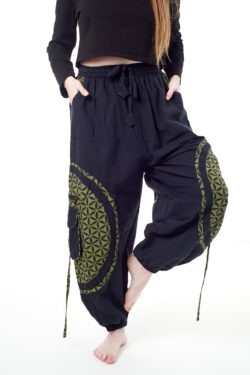Spodnie bojówki - zielony Kwiat Życia