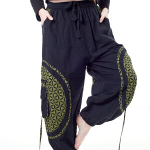 Spodnie bojówki - zielony Kwiat Życia