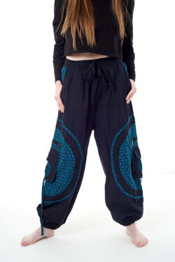 Spodnie bojówki - niebieski Kwiat Życia