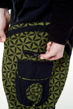 Spodnie bojówki - zielony Kwiat Życia