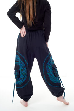 Spodnie bojówki - niebieski Kwiat Życia
