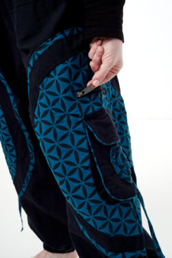 Spodnie bojówki - niebieski Kwiat Życia