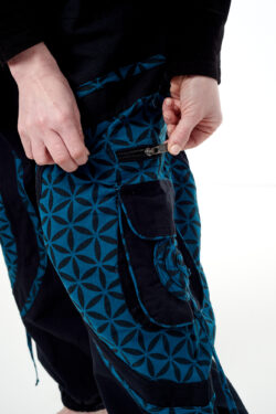 Spodnie bojówki - niebieski Kwiat Życia