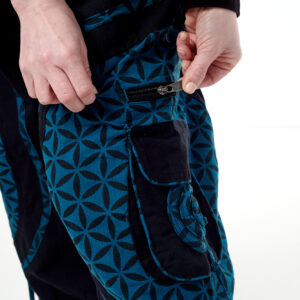 Spodnie bojówki - niebieski Kwiat Życia