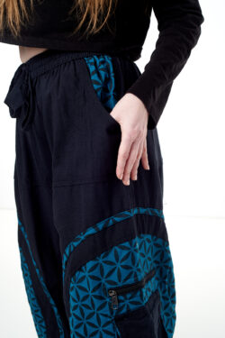 Spodnie bojówki - niebieski Kwiat Życia