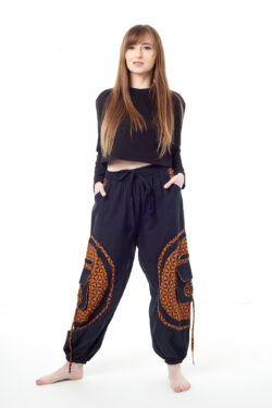 Spodnie bojówki - pomarańczowy Kwiat Życia
