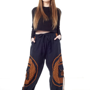 Spodnie bojówki - pomarańczowy Kwiat Życia