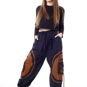 Spodnie bojówki - pomarańczowy Kwiat Życia