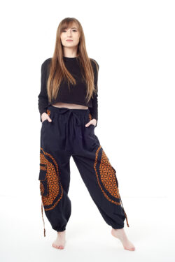 Spodnie bojówki - pomarańczowy Kwiat Życia