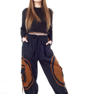 Spodnie bojówki - pomarańczowy Kwiat Życia