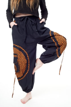Spodnie bojówki - pomarańczowy Kwiat Życia