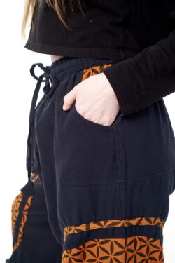 Spodnie bojówki - pomarańczowy Kwiat Życia