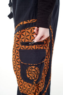 Spodnie bojówki - pomarańczowy Kwiat Życia