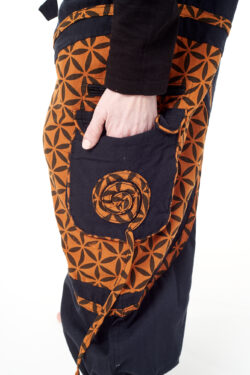 Spodnie bojówki - pomarańczowy Kwiat Życia