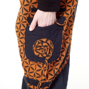 Spodnie bojówki - pomarańczowy Kwiat Życia