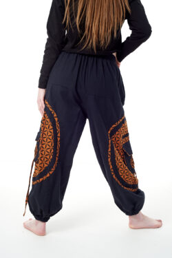 Spodnie bojówki - pomarańczowy Kwiat Życia