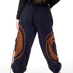 Spodnie bojówki - pomarańczowy Kwiat Życia