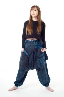 Szarawary z połami  - vintage niebieski