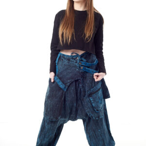 Szarawary z połami  - vintage niebieski