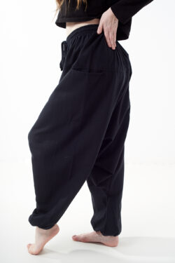 Gładkie szarawary jednokolorowe - czarne