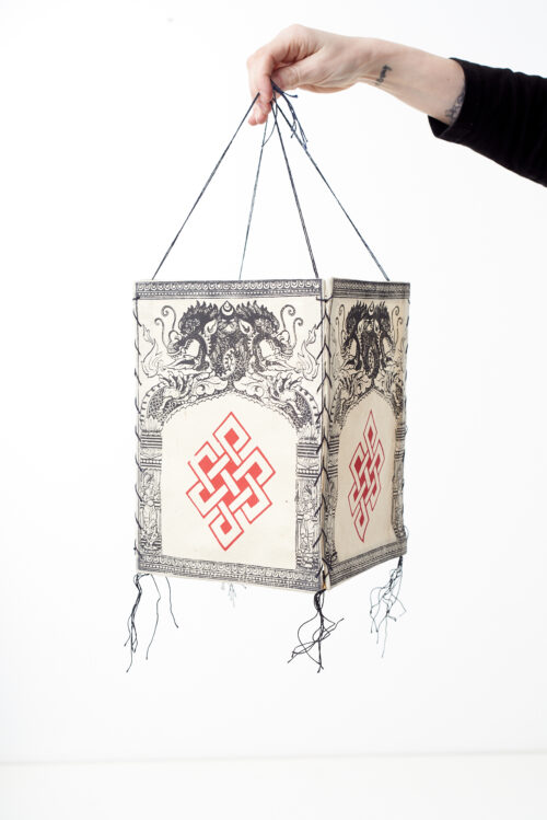 LAMPION z papieru czerpanego - WĘZEŁ NIESKOŃCZONOŚCI i SMOKI