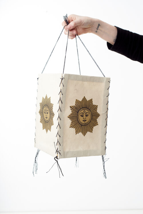 LAMPION z papieru czerpanego - SŁOŃCE