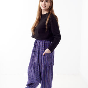 Szarawary w paski - fioletowe