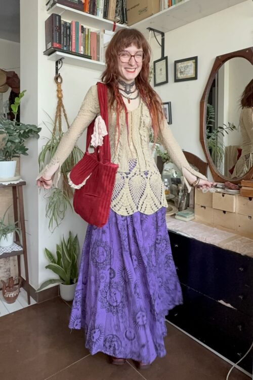 Boho dziergana spódniczka