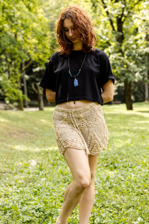 Mini spódnica Boho dziergana spódniczka